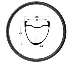 silniční/gravel karbonový ráfek DUKE Baccara RX 27 SLR2 disc