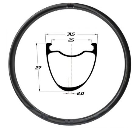 silniční/gravel karbonový ráfek DUKE Baccara RX 27 SLR2 disc